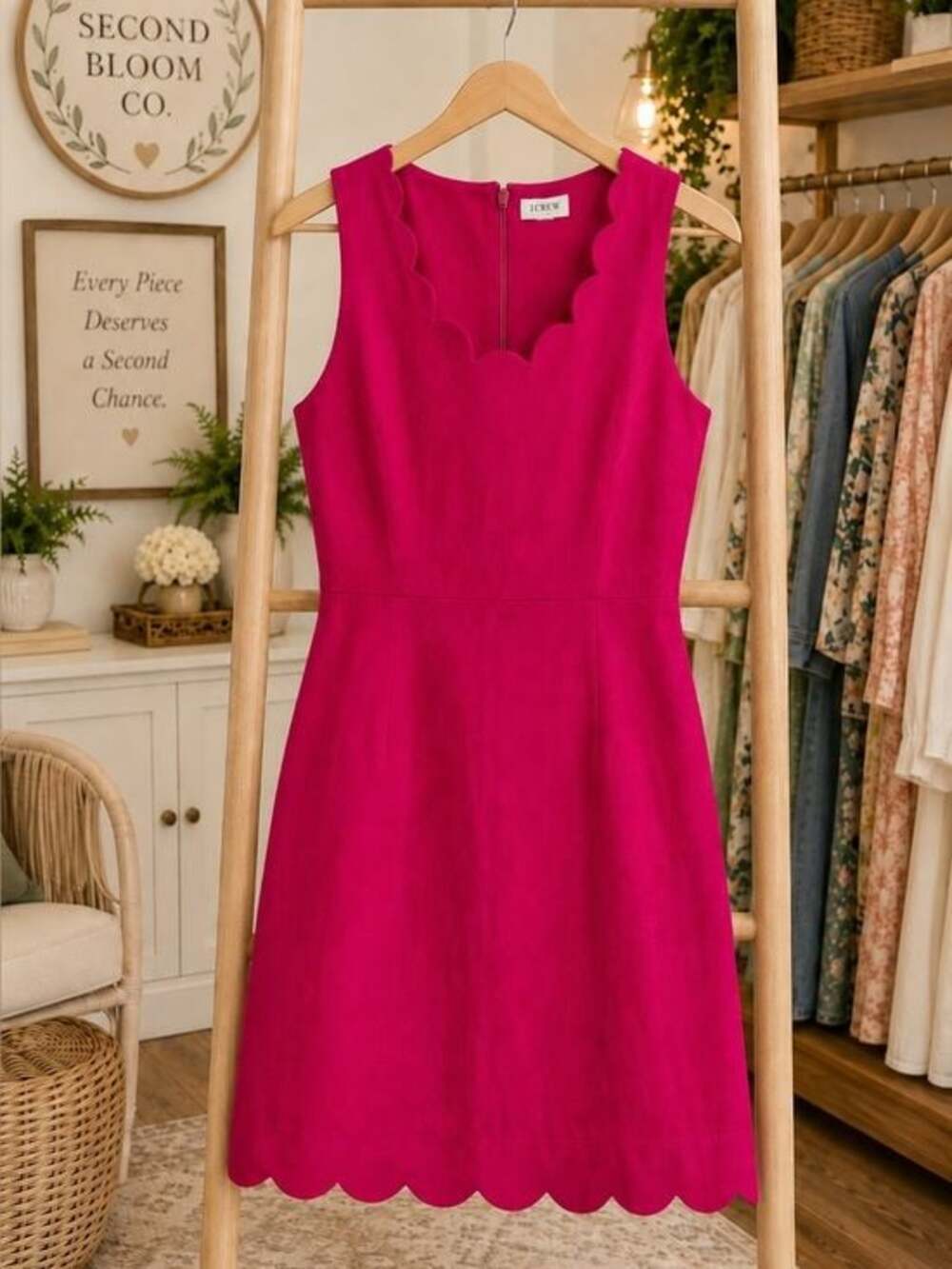J.Crew Pink Scalloped Sheath Dress Size 2 NWT Sleeveless Career Cocktail